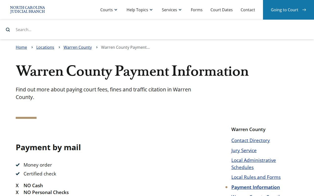 Warren County criminal court case payment information