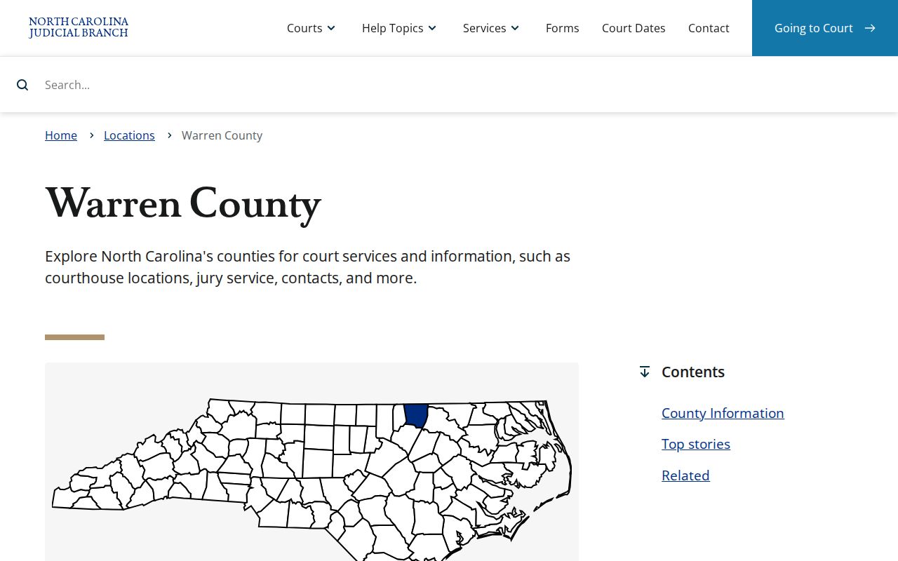 Warren County criminal history court services page
