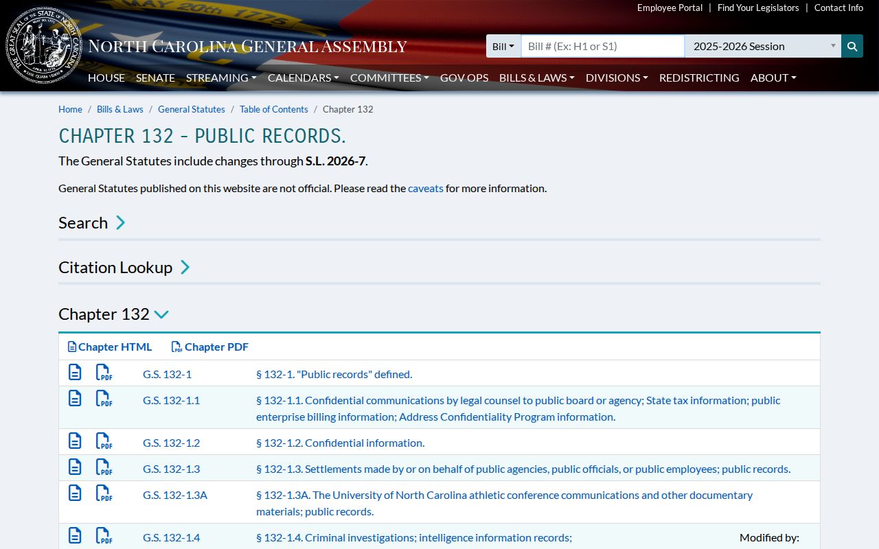 North Carolina public records law for Warren County registry research